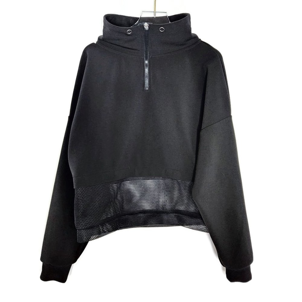 Icyzone Pullover Jacket Small Black Long Sleeve Fitness Mesh Panel Workout